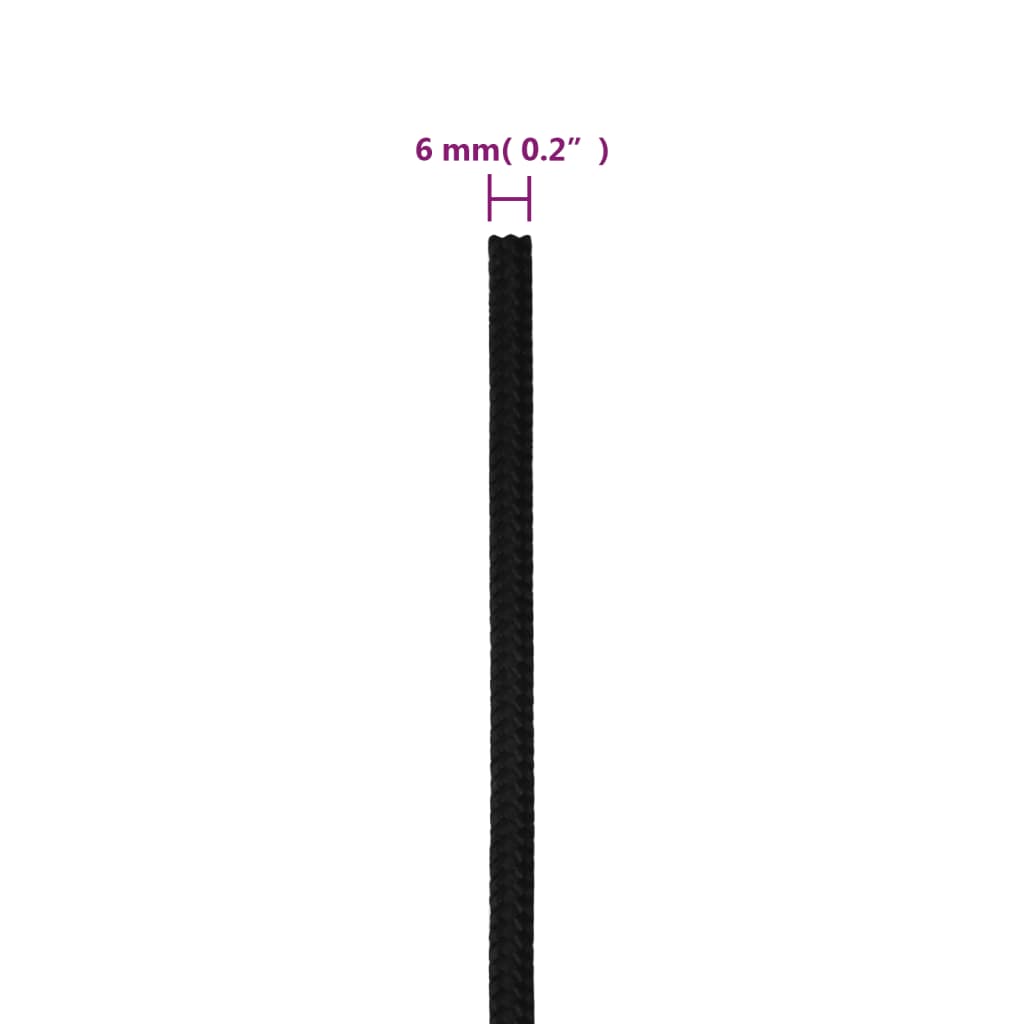 Arbeitsseil Schwarz 6 mm 25 m Polyester