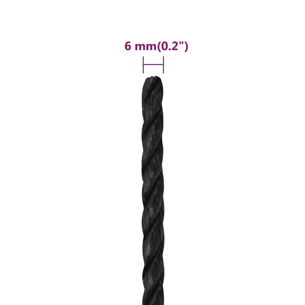 Arbeitsseil Schwarz 6 mm 50 m Polypropylen
