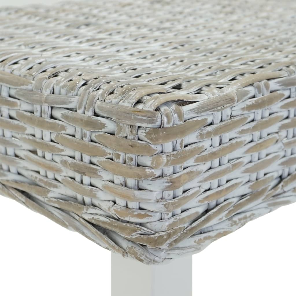 Sitzbank Weiß 160x35x45 cm Natur Kubu Rattan & Massivholz Mahagoni