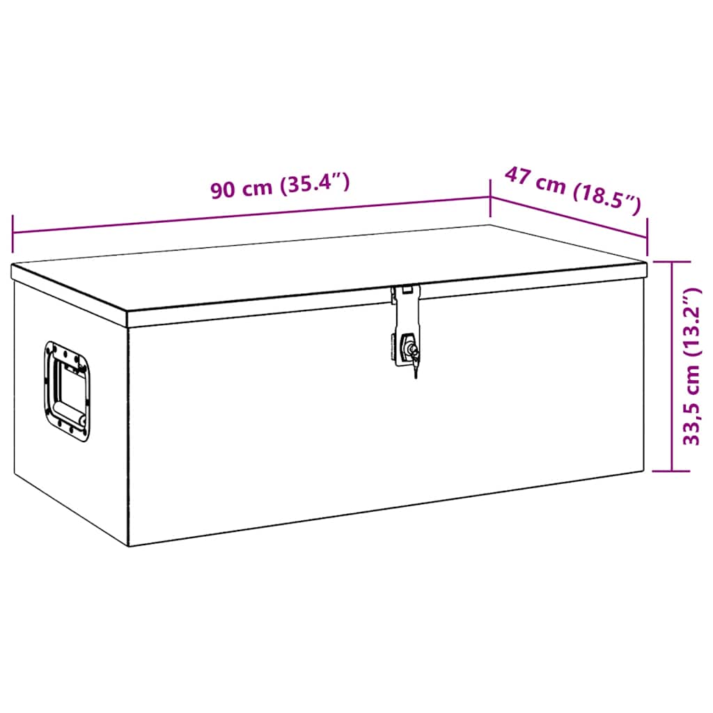Aufbewahrungsbox Silbern 90x47x33,5 cm Aluminium