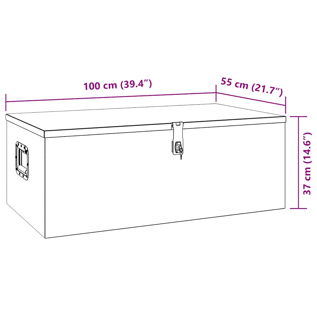 Aufbewahrungsbox Silbern 100x55x37 cm Aluminium