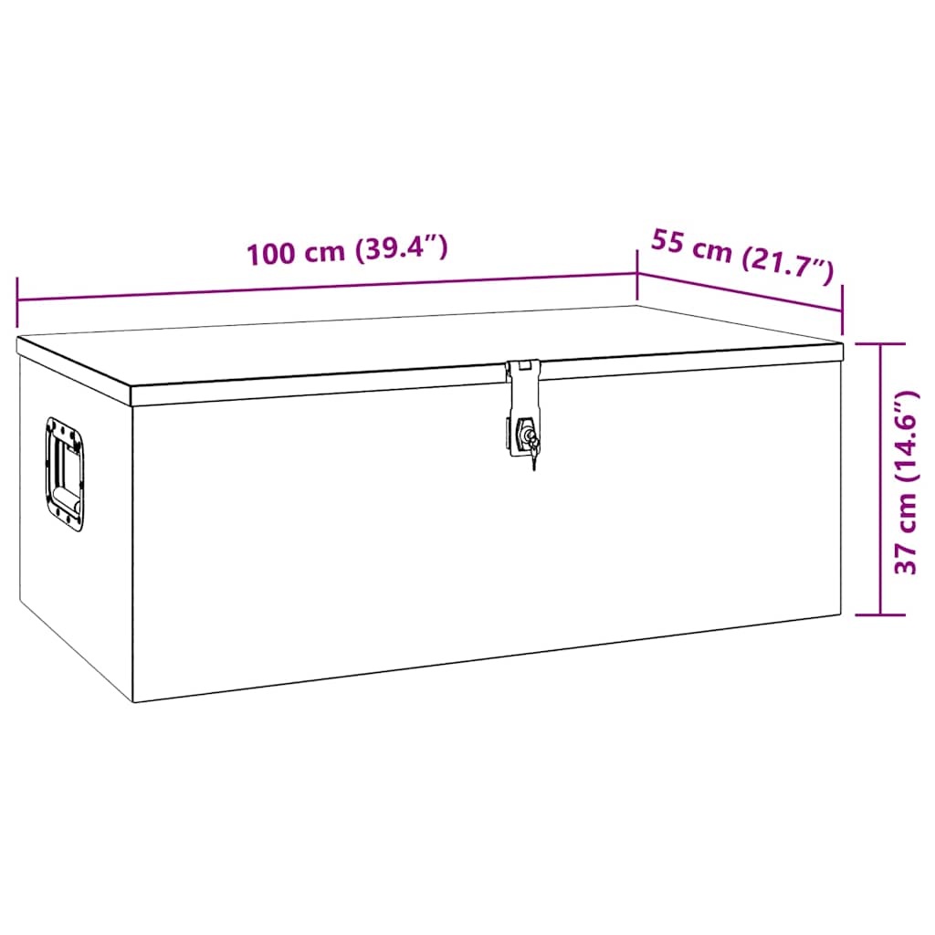 Aufbewahrungsbox Schwarz 100x55x37 cm Aluminium