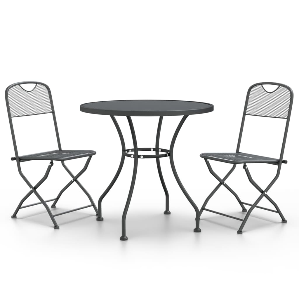 3-tlg. Garten-Essgruppe Streckmetall Anthrazit