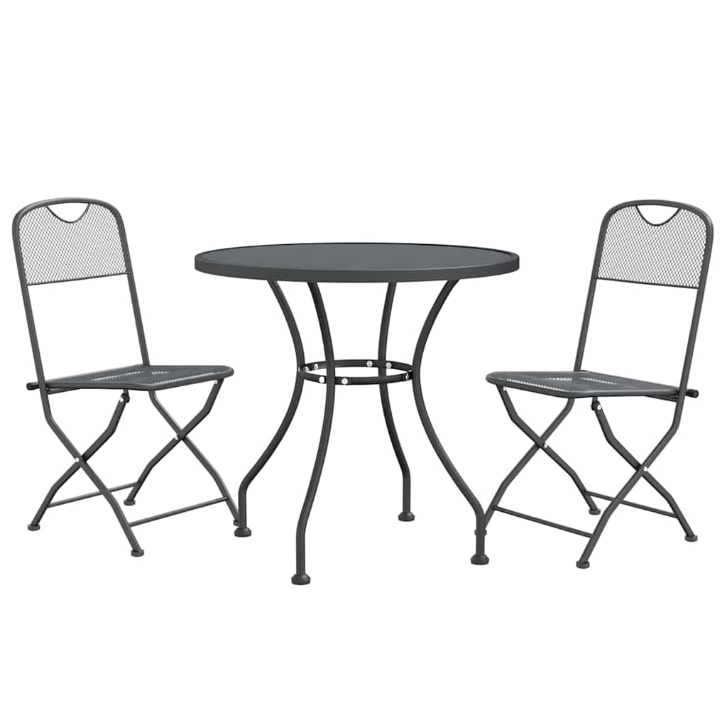 3-tlg. Garten-Essgruppe Streckmetall Anthrazit