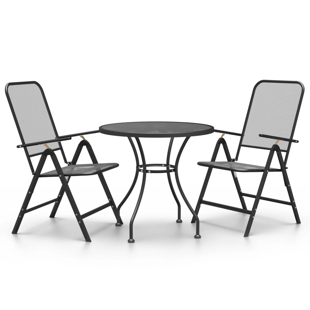 3-tlg. Garten-Essgruppe Streckmetall Anthrazit