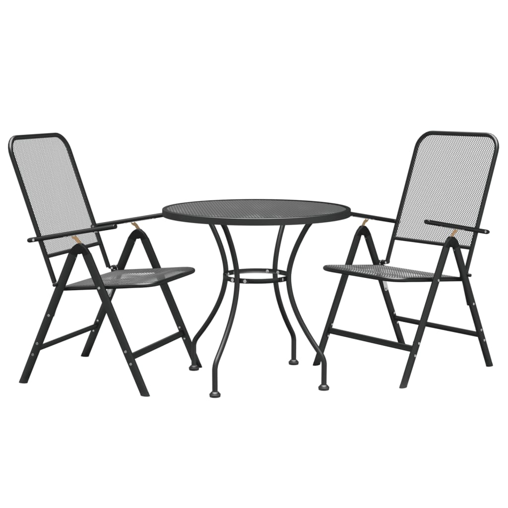 3-tlg. Garten-Essgruppe Streckmetall Anthrazit