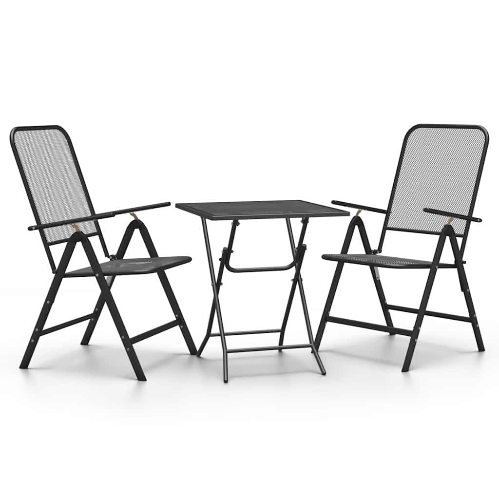 3-tlg. Garten-Essgruppe Streckmetall Anthrazit