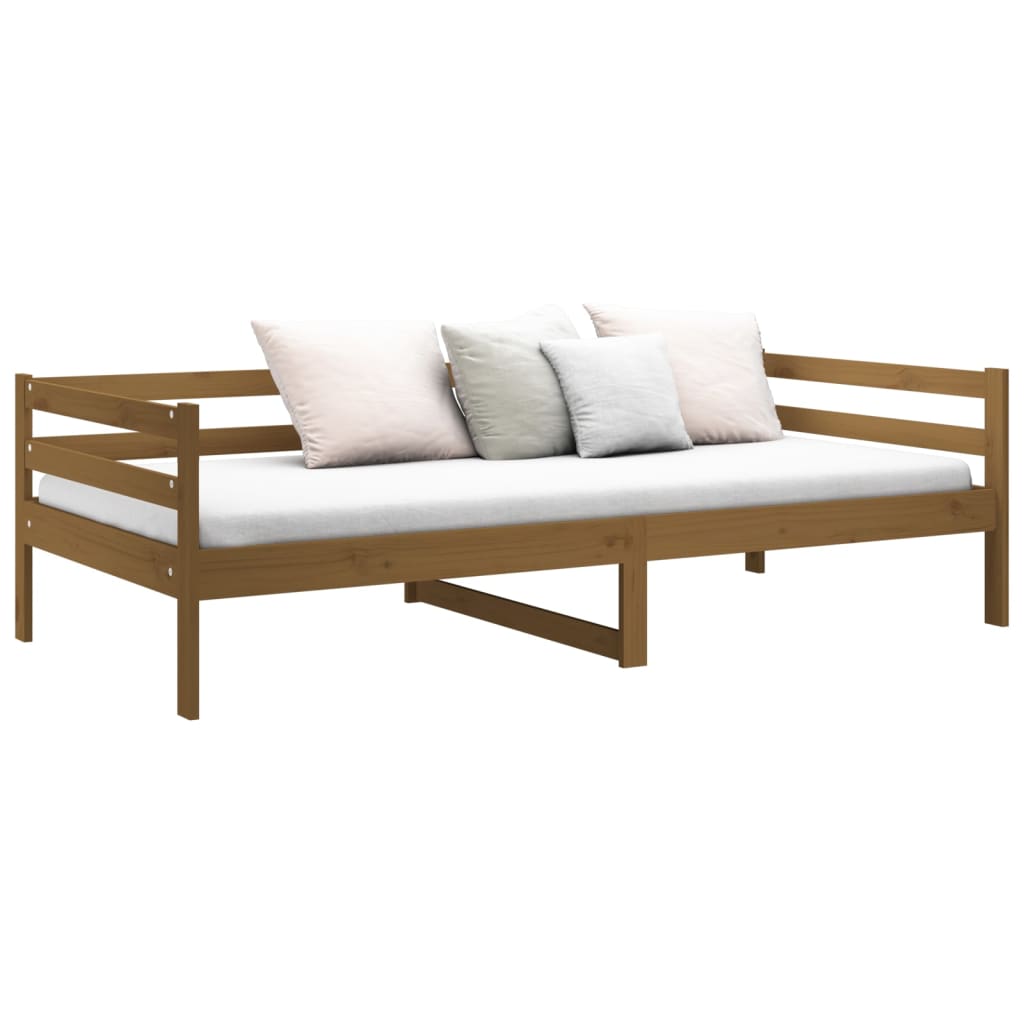 Lit de repos marron miel 90x190 cm en bois de pin massif