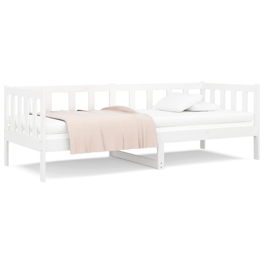 Lit de repos sans matelas blanc 90x190 cm en pin massif