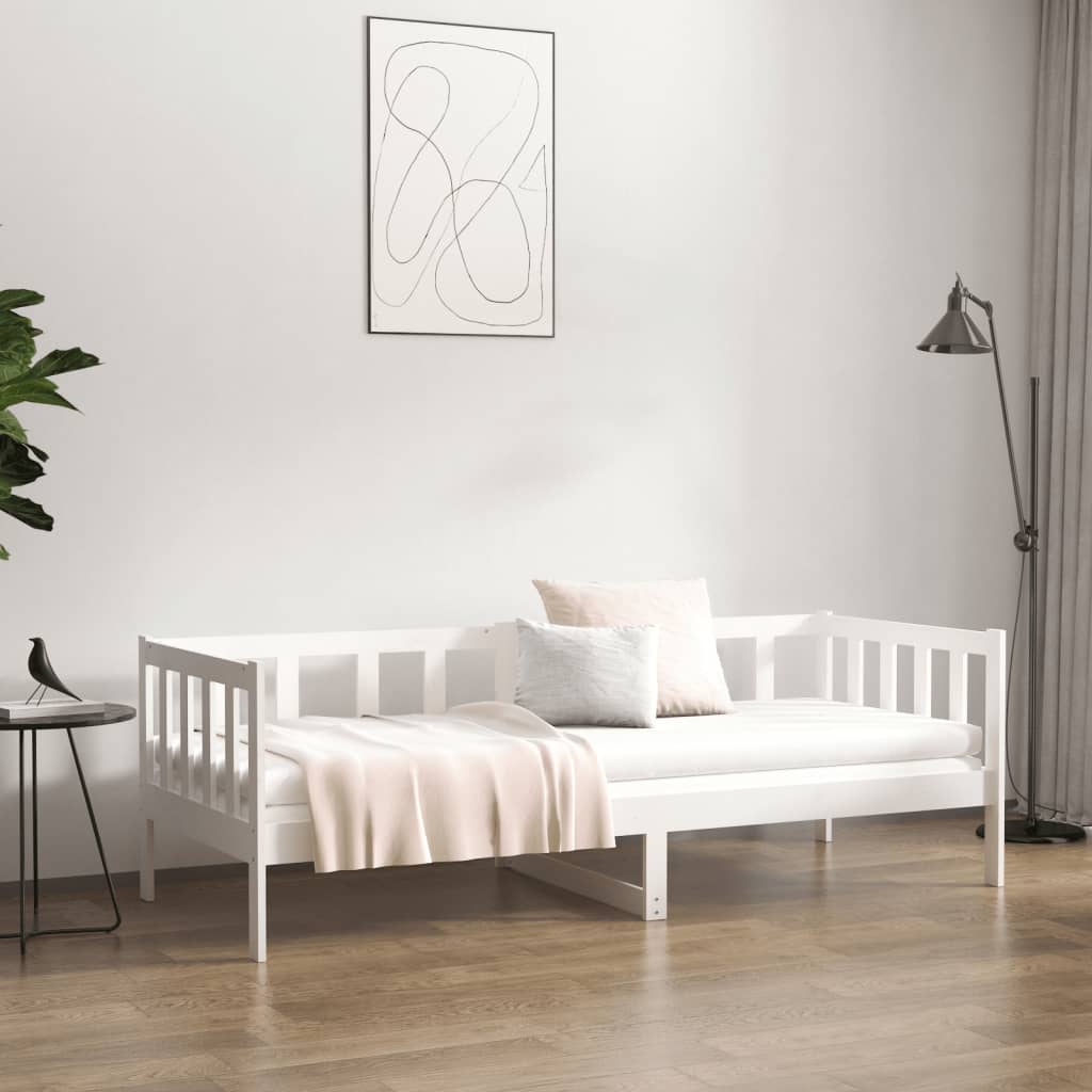 Lit de repos sans matelas blanc 90x190 cm en pin massif