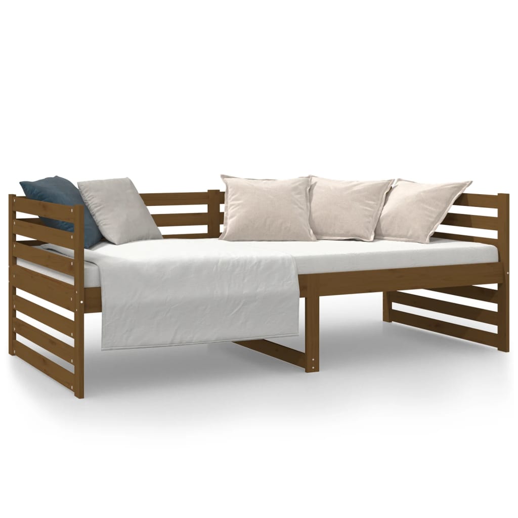 Lit de repos marron miel 90x190 cm en bois de pin massif