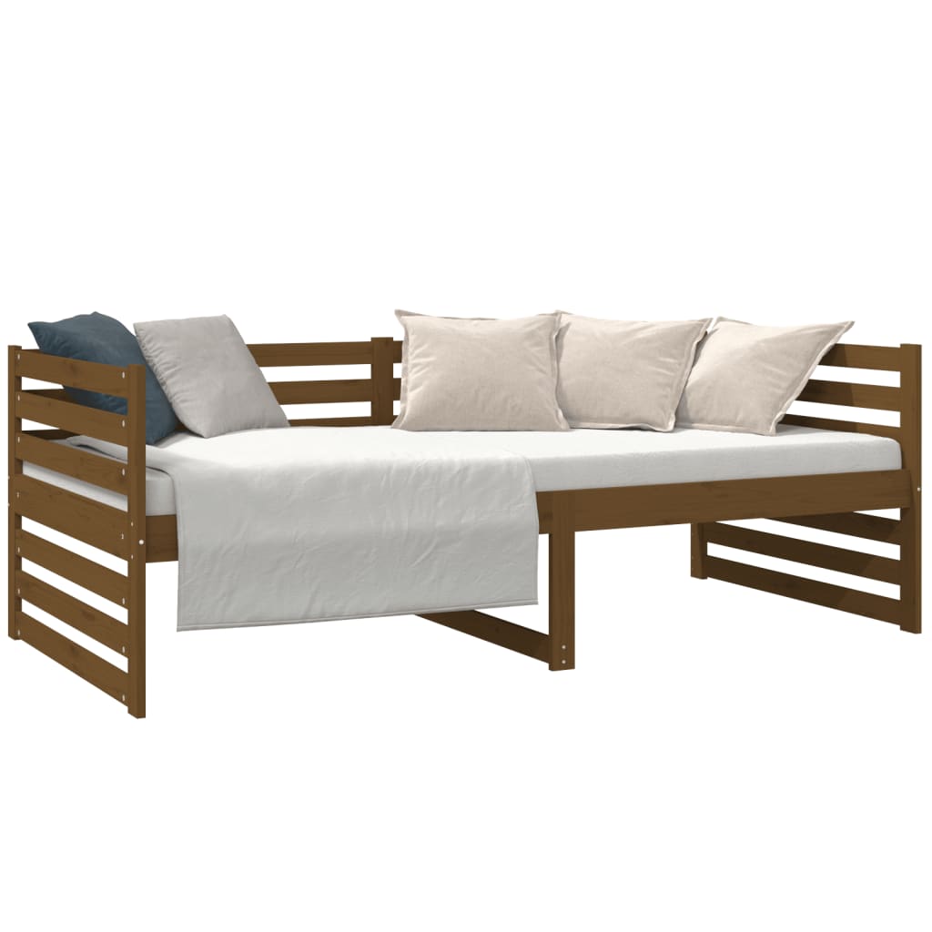 Lit de repos marron miel 90x190 cm en bois de pin massif