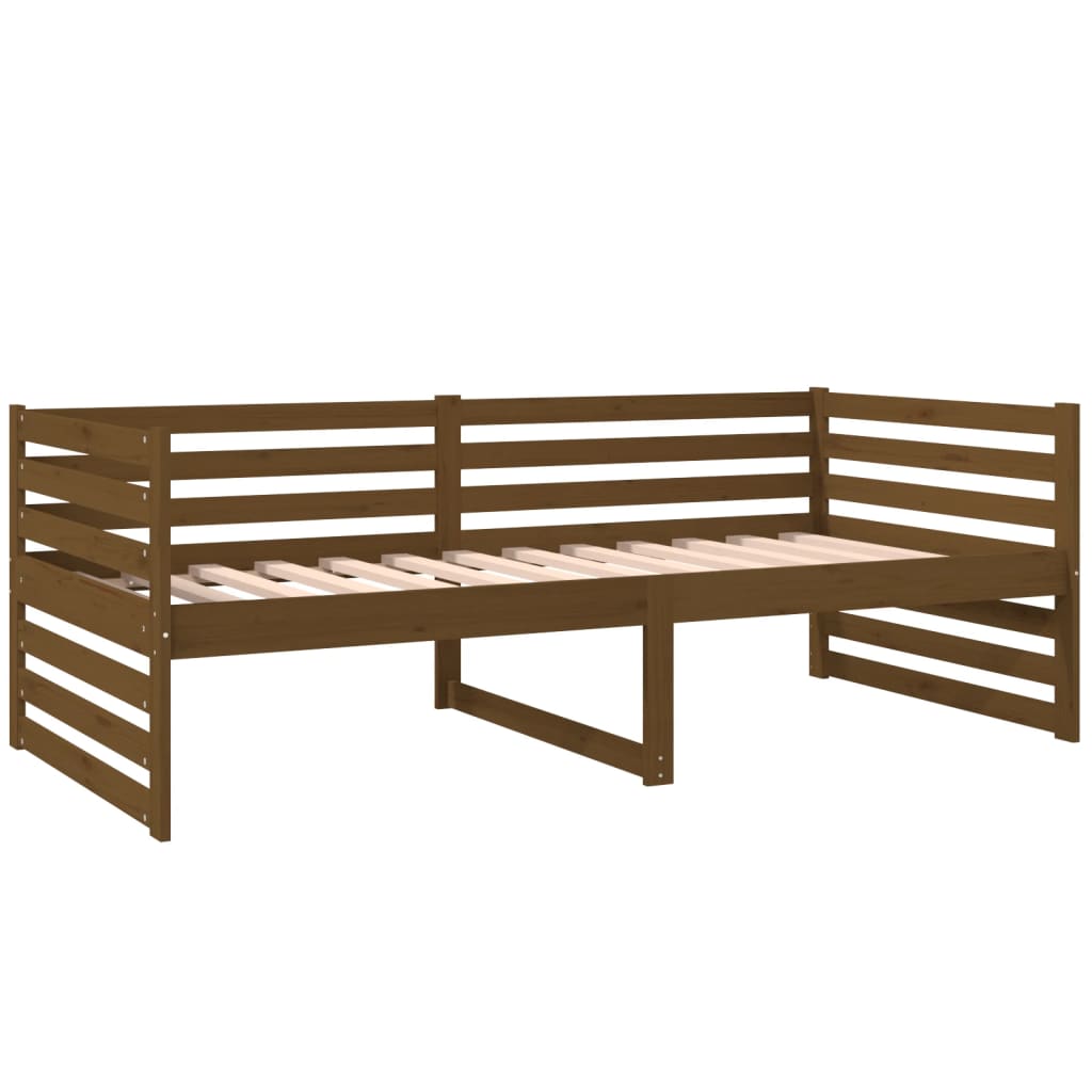 Lit de repos marron miel 90x190 cm en bois de pin massif