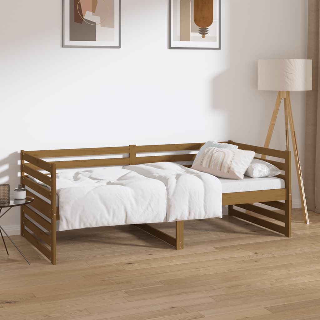 Lit de repos marron miel 90x190 cm en bois de pin massif