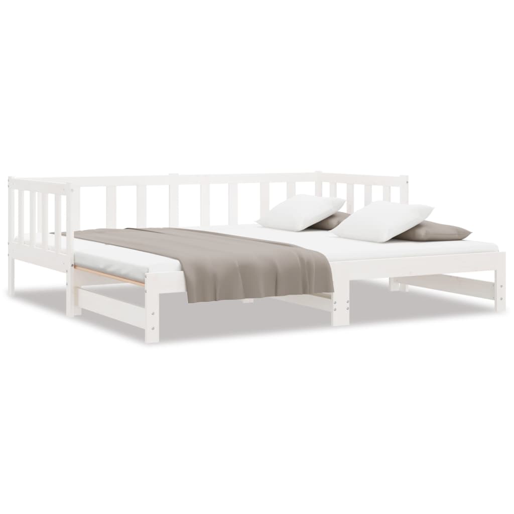 Lit de repos extensible blanc 2x(90x190) cm en bois de pin massif