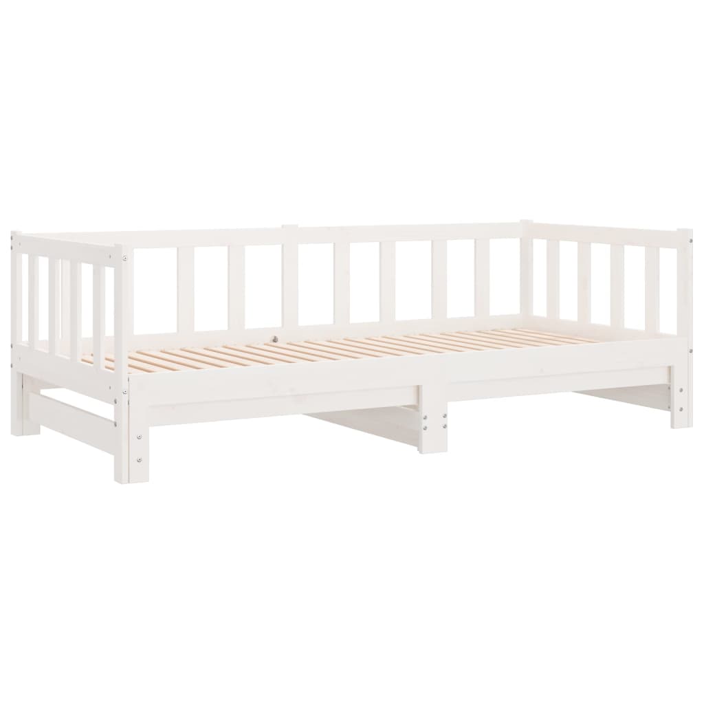 Lit de repos extensible blanc 2x(90x190) cm en bois de pin massif