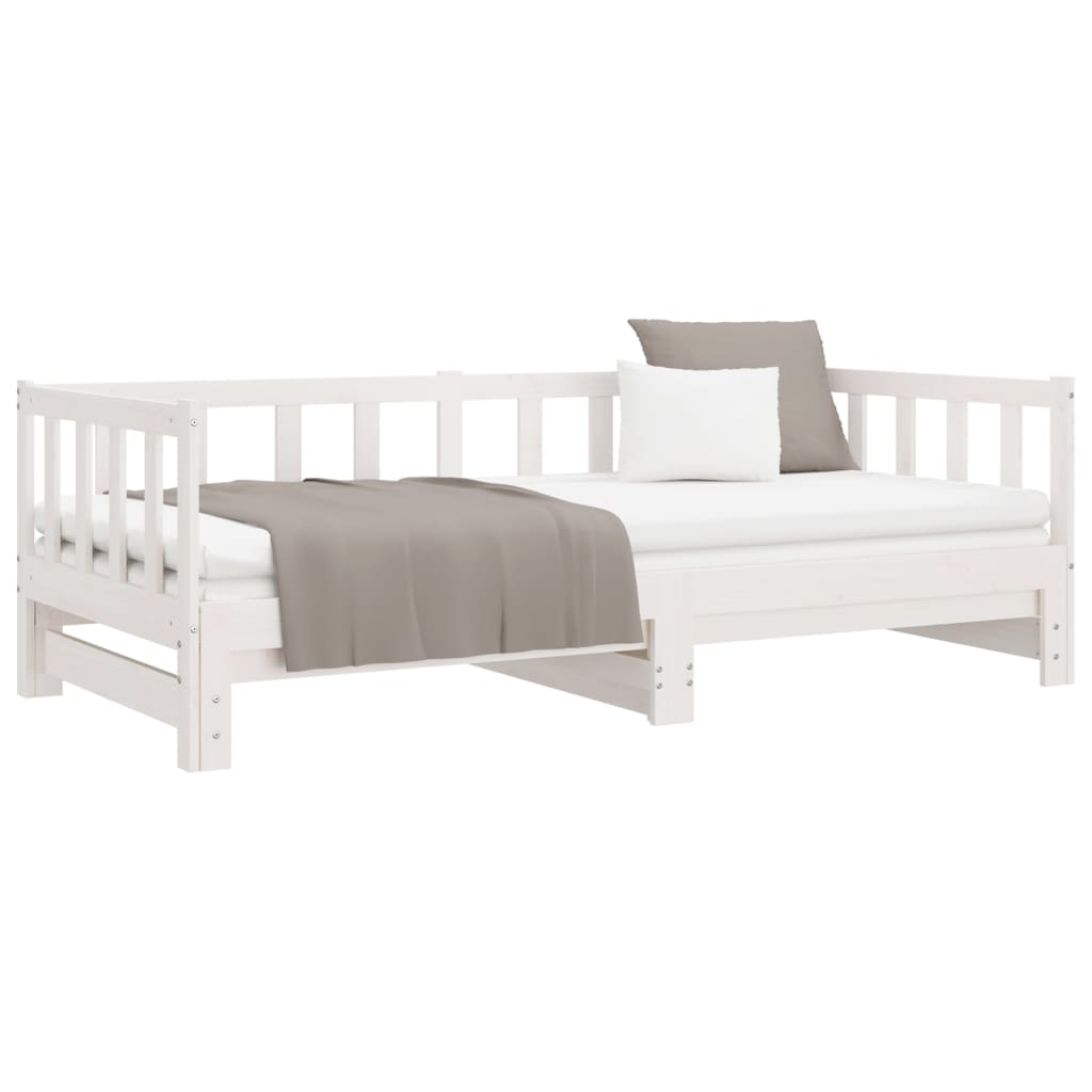 Lit de repos extensible blanc 2x(90x190) cm en bois de pin massif