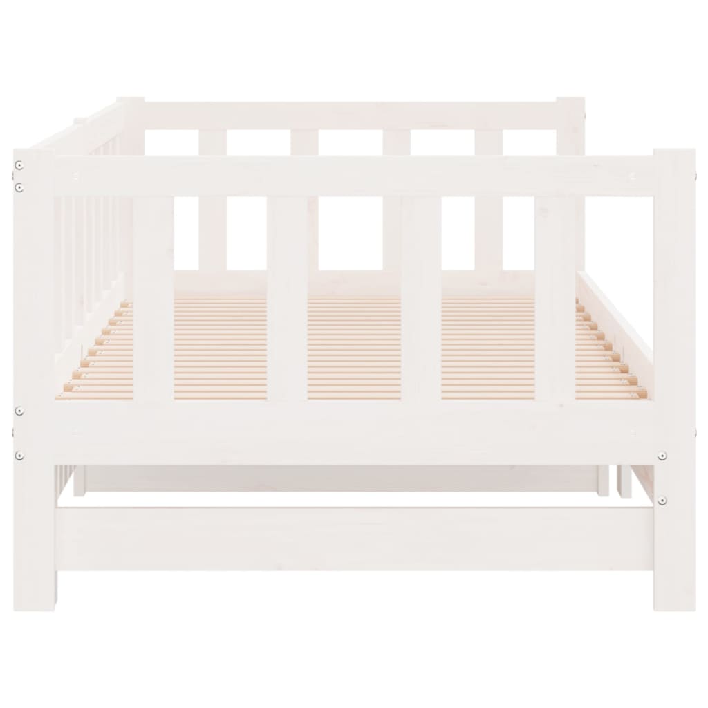 Lit de repos extensible blanc 2x(90x190) cm en bois de pin massif