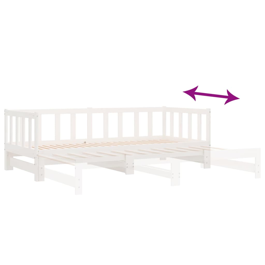 Lit de repos extensible blanc 2x(90x190) cm en bois de pin massif