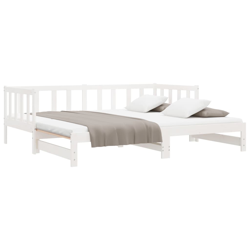 Lit de repos extensible blanc 2x(90x190) cm en bois de pin massif