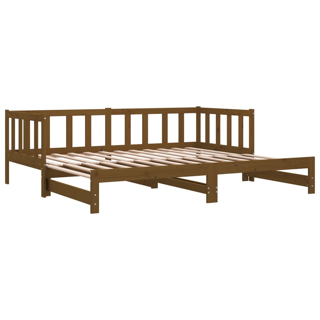 Lit de repos extensible marron miel 2x(90x190) cm en bois de pin massif