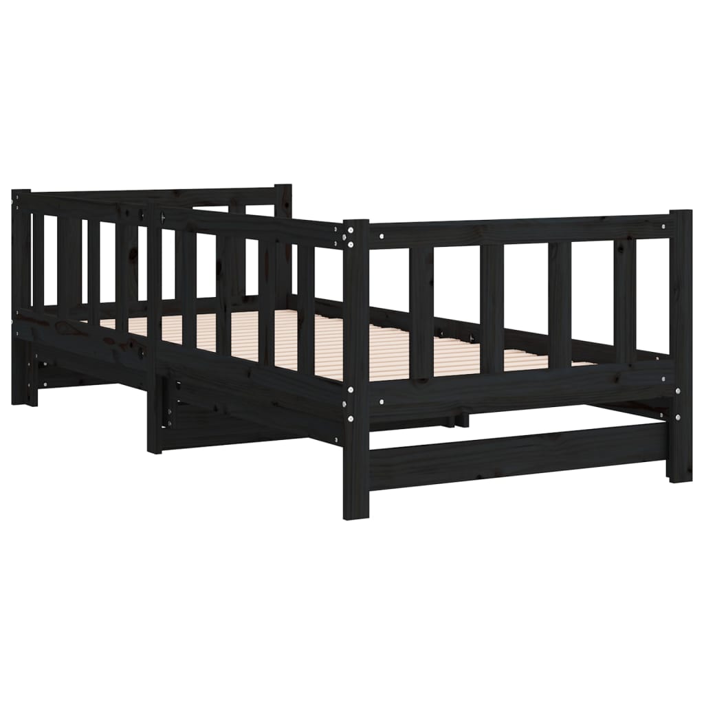 Lit de repos extensible noir 2x(90x190) cm en bois de pin massif