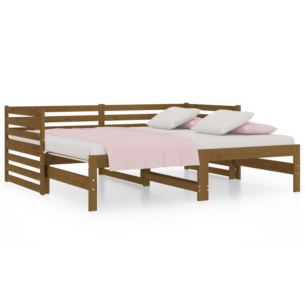 Lit de repos extensible marron miel 2x(90x190) cm en bois de pin massif