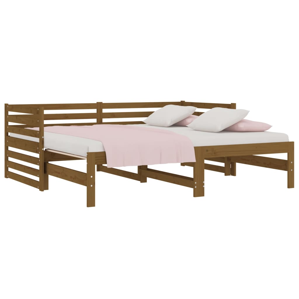 Lit de repos extensible marron miel 2x(90x190) cm en bois de pin massif