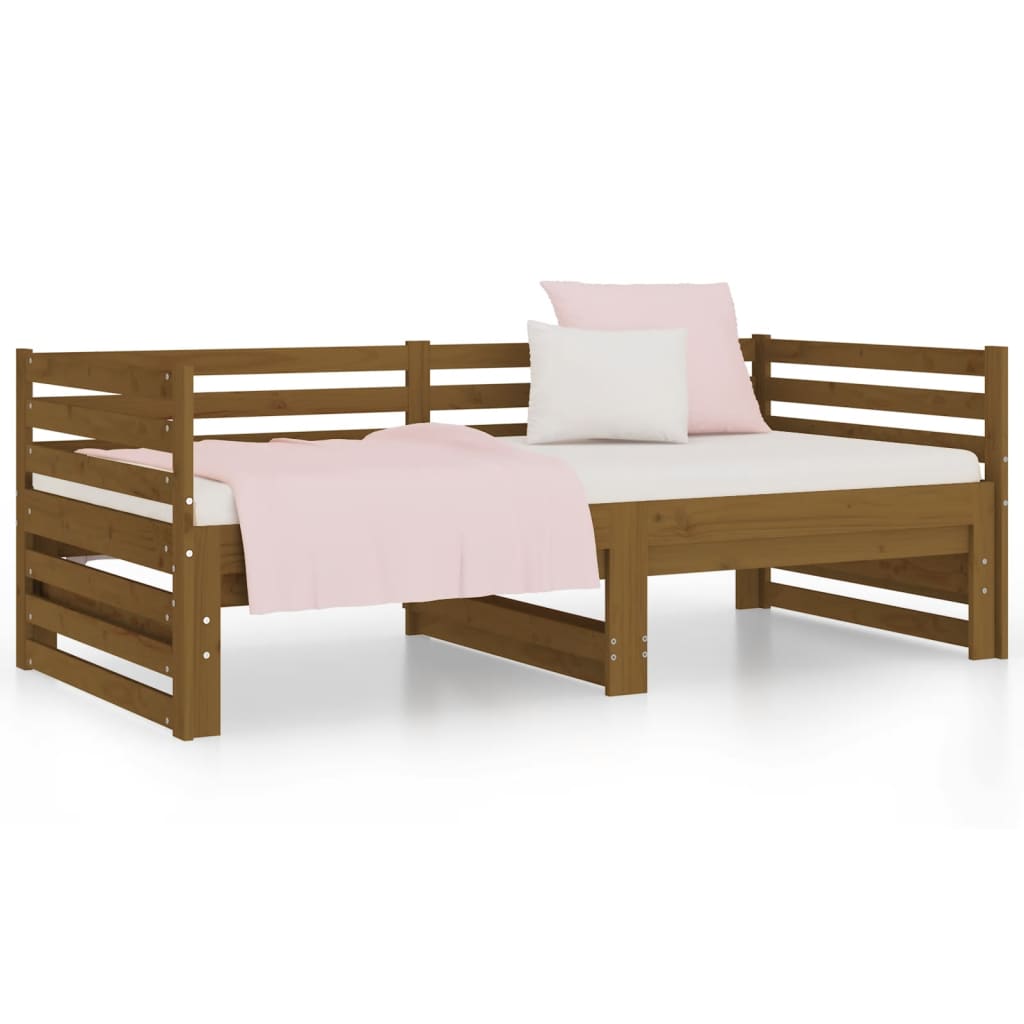 Lit de repos extensible marron miel 2x(90x190) cm en bois de pin massif