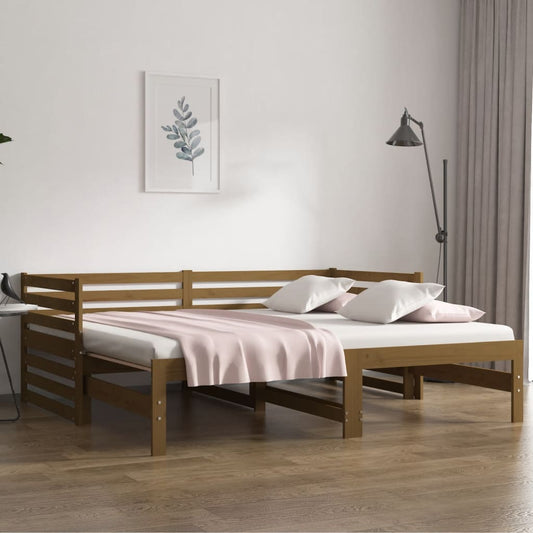 Lit de repos extensible marron miel 2x(90x190) cm en bois de pin massif