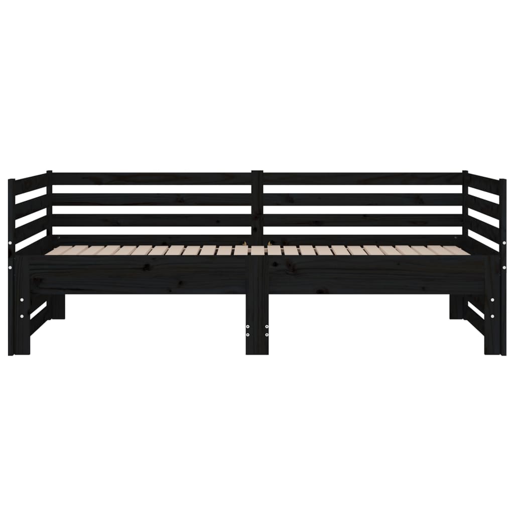 Lit de repos extensible noir 2x(80x200) cm en bois de pin massif