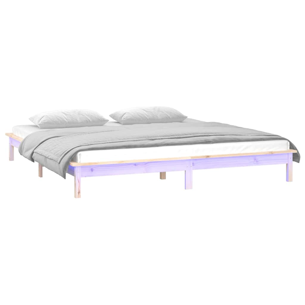 Massivholzbett mit LEDs 140x200 cm