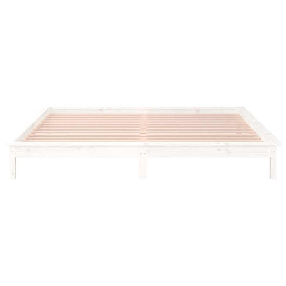 Massivholzbett mit LEDs Weiß 140x190 cm
