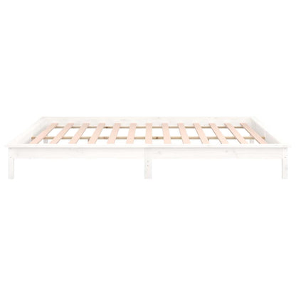Massivholzbett mit LEDs Weiß 140x190 cm