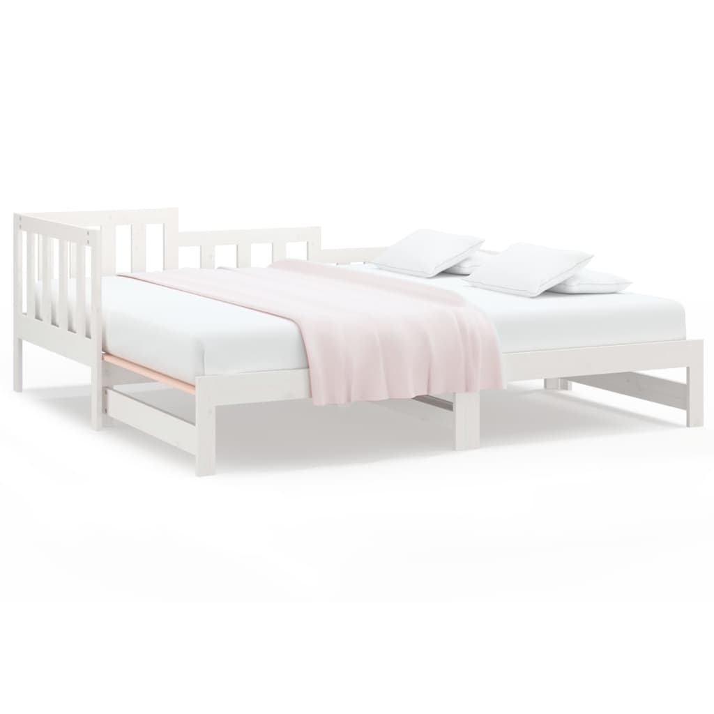 Lit de repos extensible blanc 2x(80x200) cm en bois de pin massif