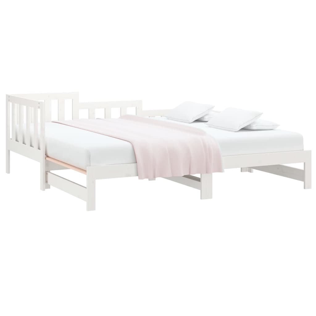 Lit de repos extensible blanc 2x(80x200) cm en bois de pin massif