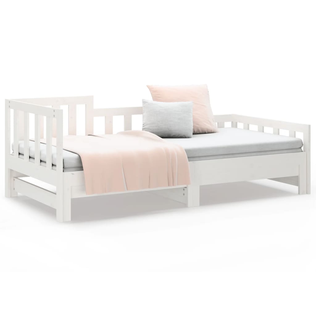 Lit de repos extensible blanc 2x(80x200) cm en bois de pin massif