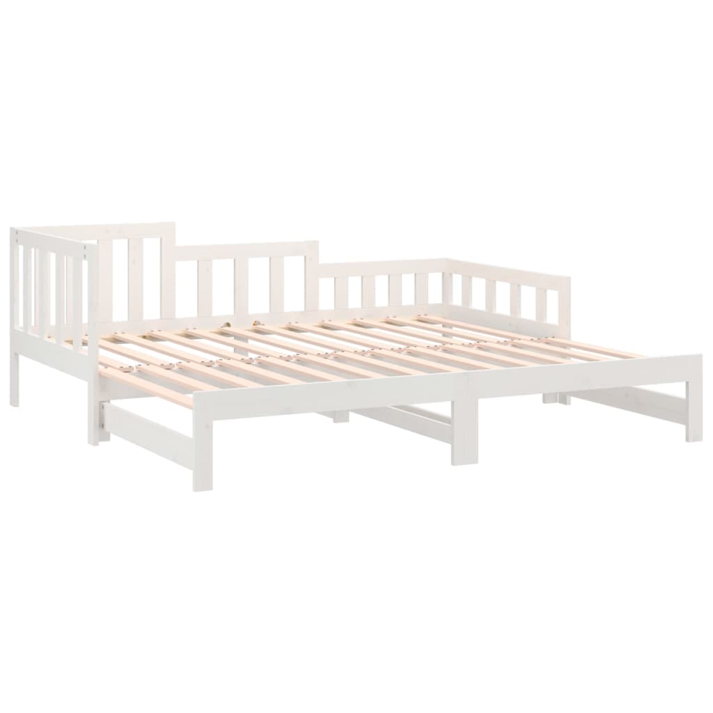 Lit de repos extensible blanc 2x(80x200) cm en bois de pin massif