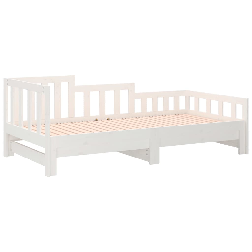 Lit de repos extensible blanc 2x(80x200) cm en bois de pin massif