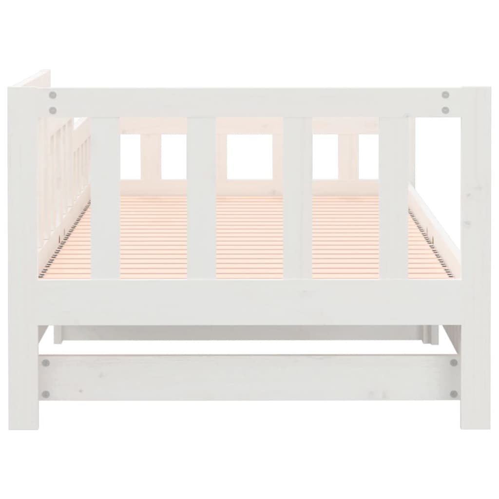 Lit de repos extensible blanc 2x(80x200) cm en bois de pin massif