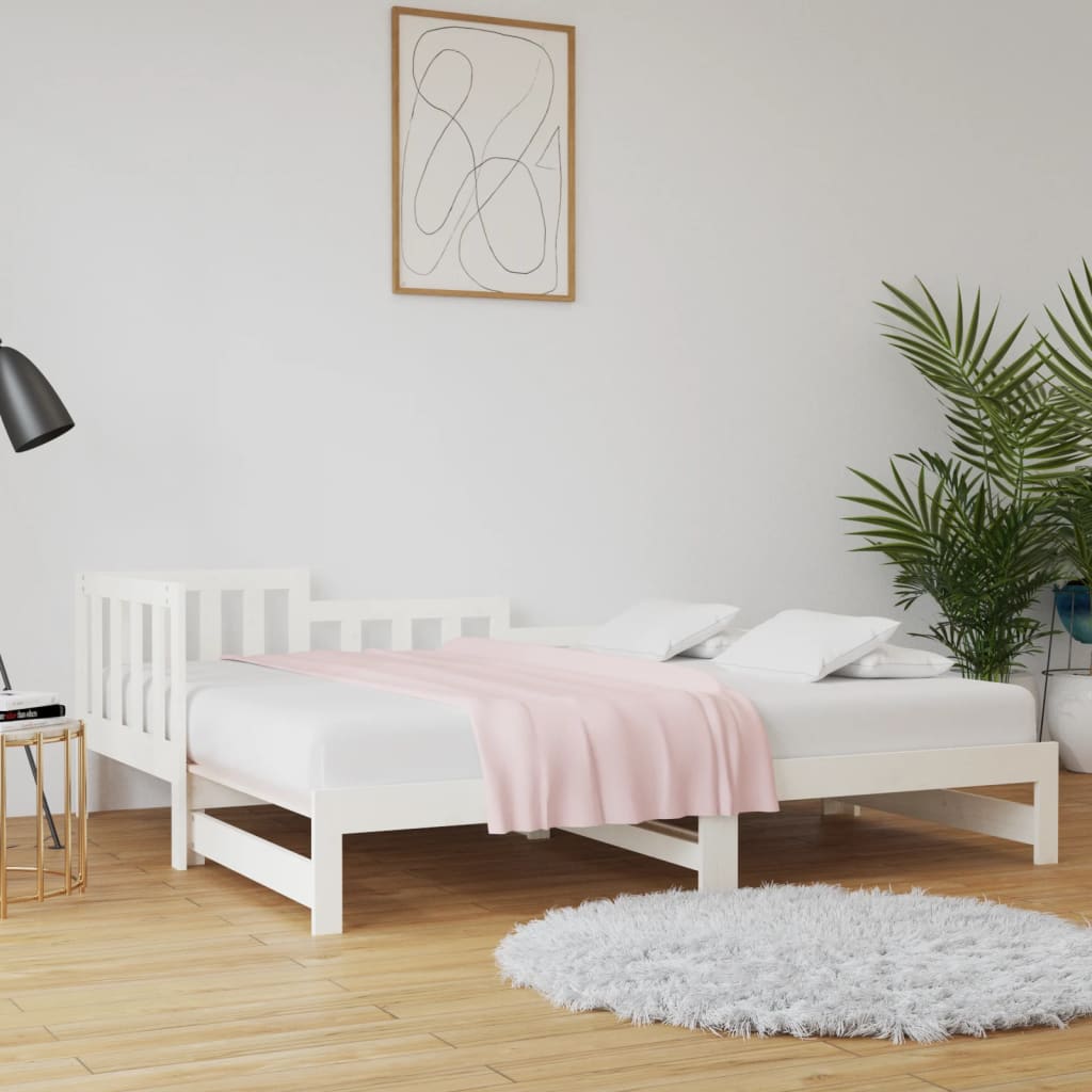 Lit de repos extensible blanc 2x(80x200) cm en bois de pin massif