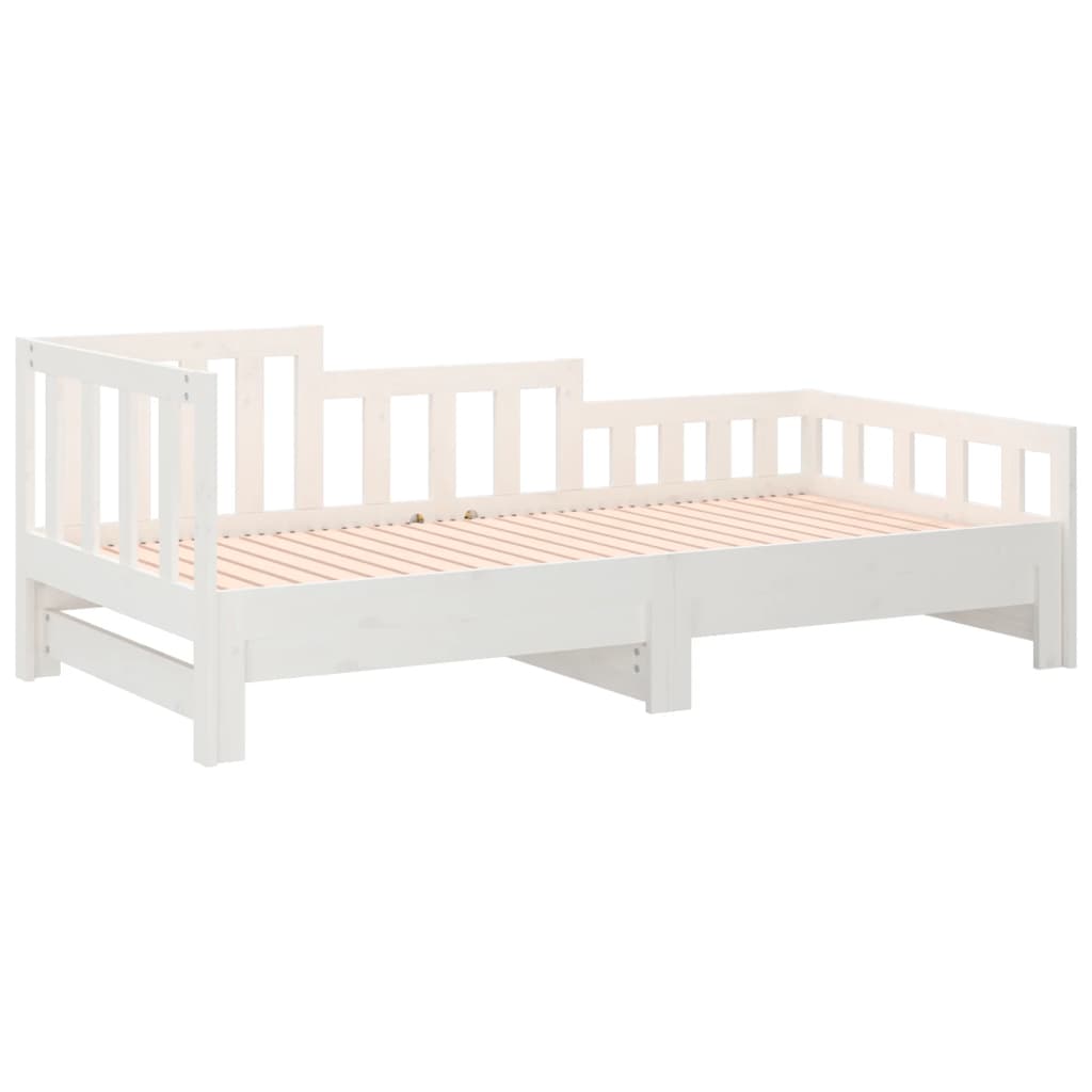 Lit de repos extensible blanc 2x(90x200) cm en bois de pin massif