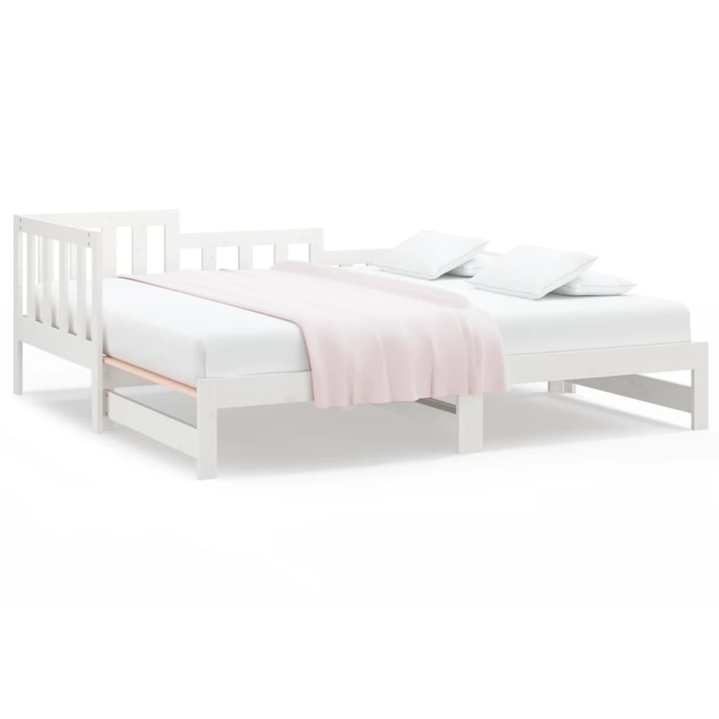 Lit de repos extensible blanc 2x(90x190) cm en bois de pin massif