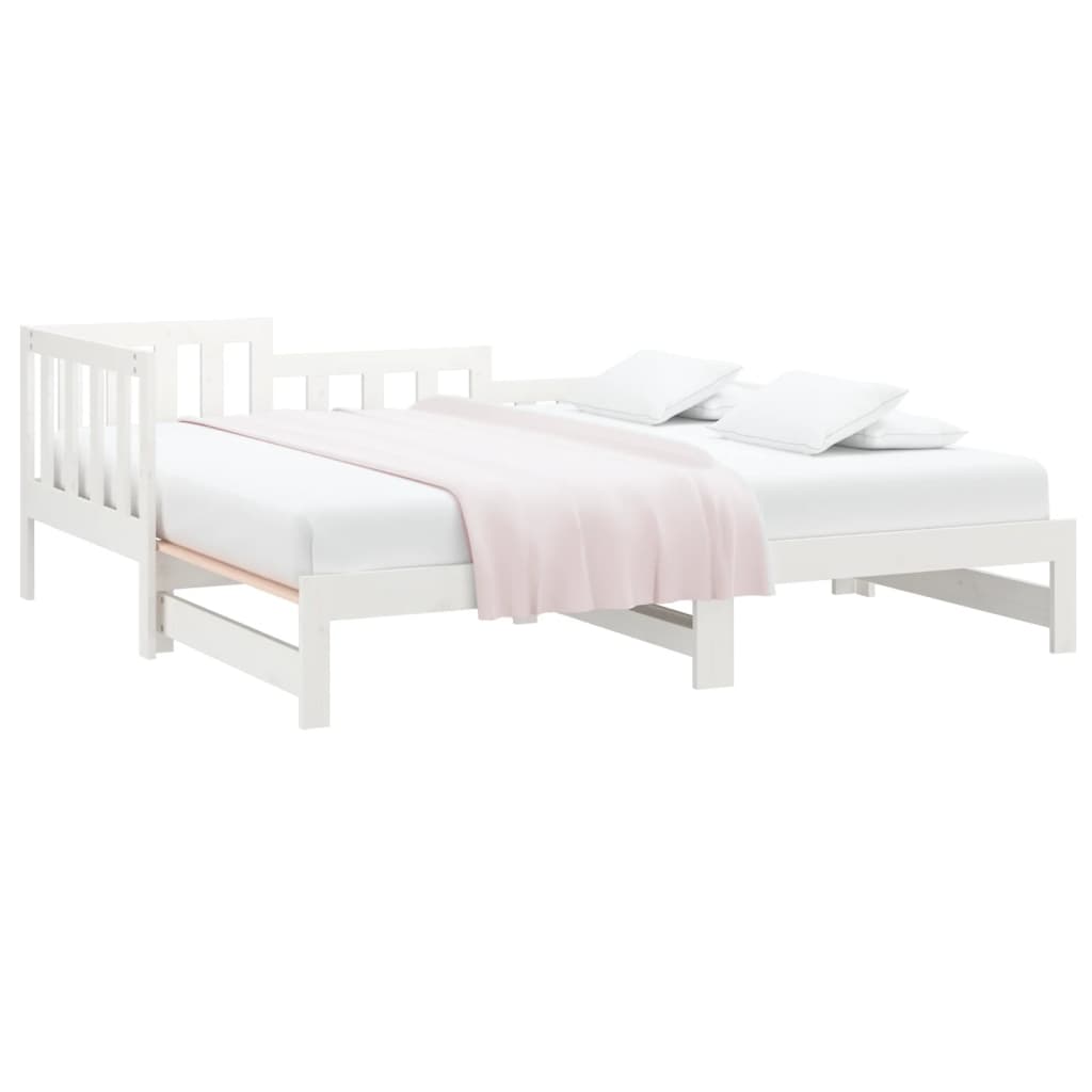 Lit de repos extensible blanc 2x(90x190) cm en bois de pin massif