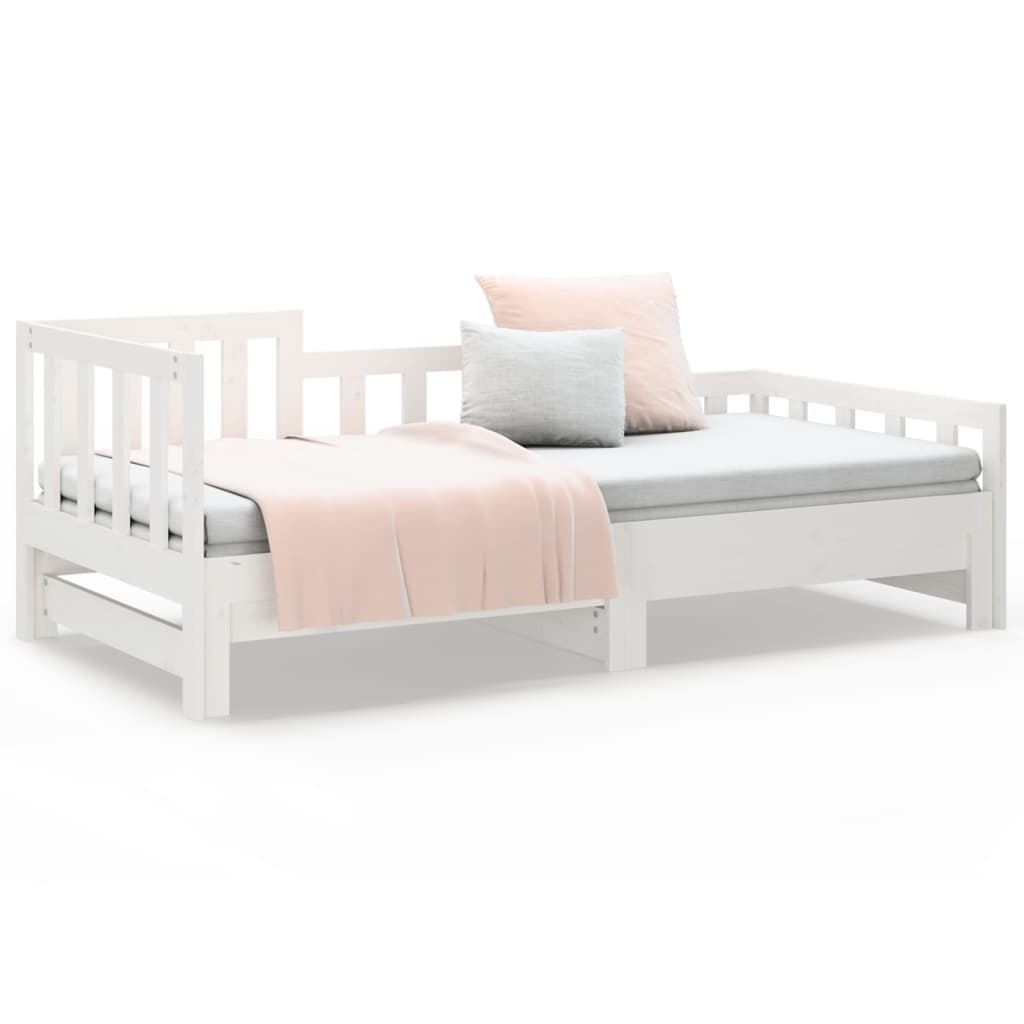 Lit de repos extensible blanc 2x(90x190) cm en bois de pin massif