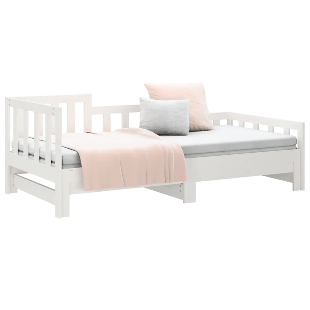 Lit de repos extensible blanc 2x(90x190) cm en bois de pin massif