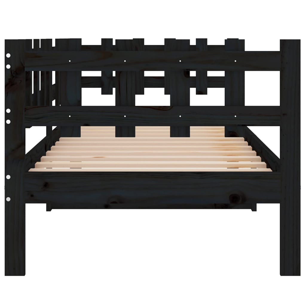 Lit de repos noir 90x190 cm en bois de pin massif