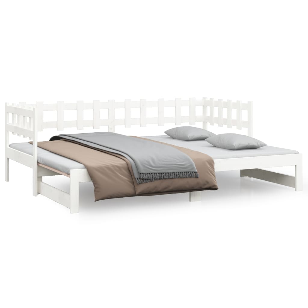 Lit de repos extensible blanc 2x(80x200) cm en bois de pin massif