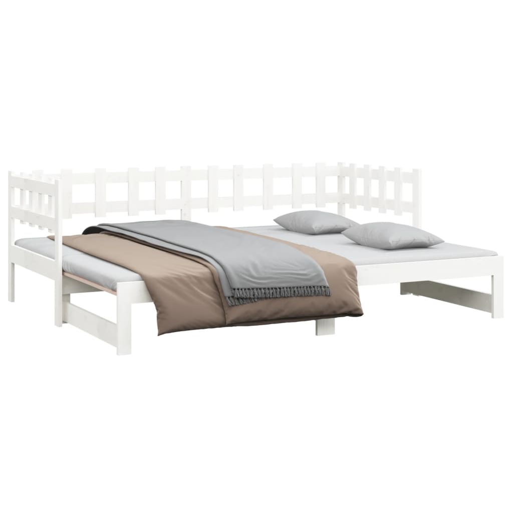 Lit de repos extensible blanc 2x(80x200) cm en bois de pin massif