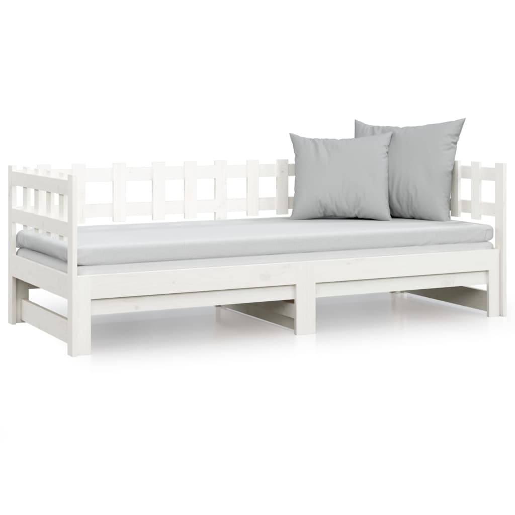 Lit de repos extensible blanc 2x(80x200) cm en bois de pin massif